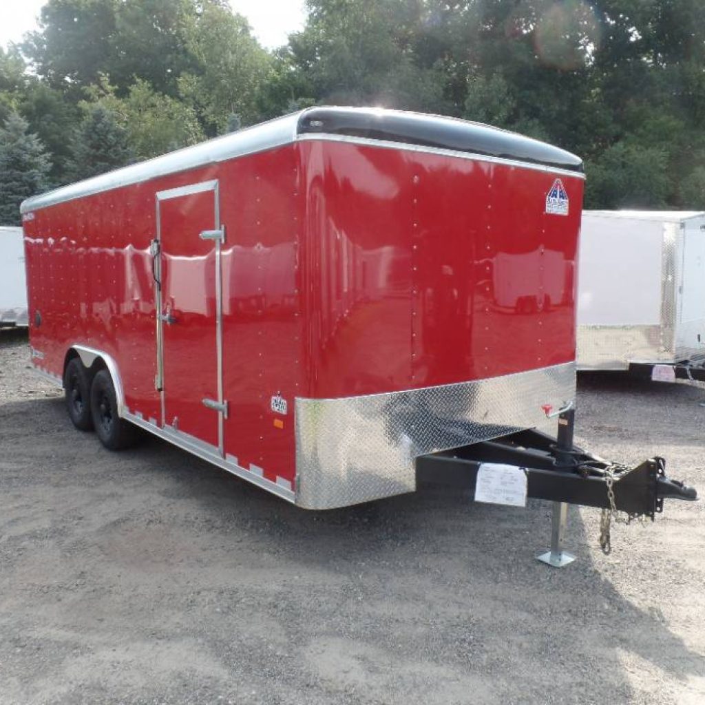 IN STOCK AS OF 8-27-21  8.5x20 ENCLOSED LANDSCAPER MODEL TRAILER WITH SHELVES / RACKS, OPTIONS.