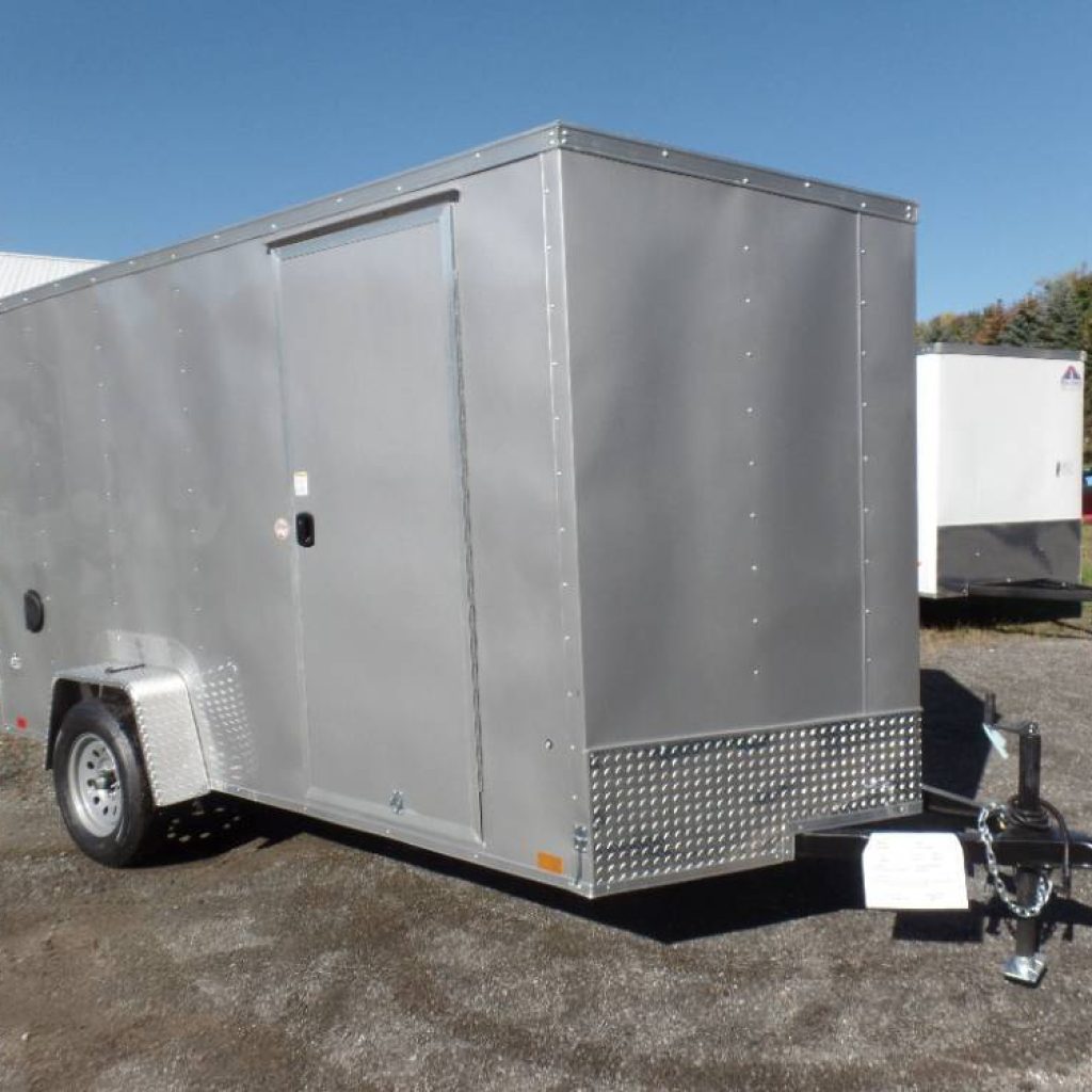 6X12 Enclosed V nose trailer, with ramp door and side door, 6'6