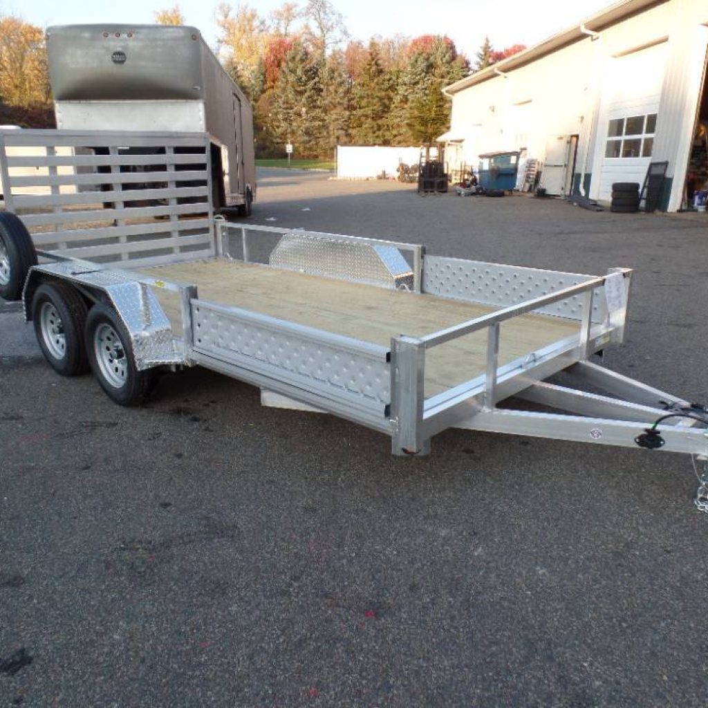 7X16 Open Trailer, Great for Quads, side load ramps in front. Rear Load Ramp in back. 7,000 lb. GVWR , Aluminum Frame,