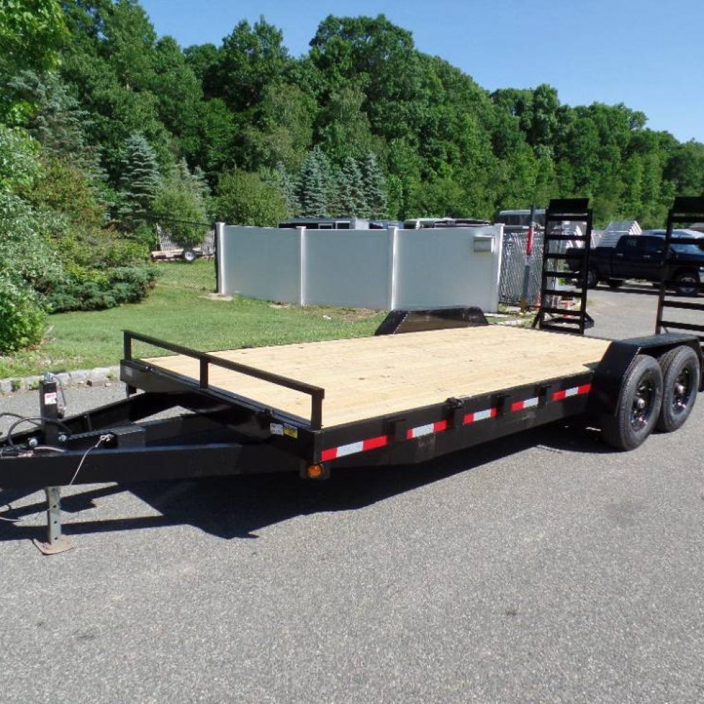 14,000 GVWR , 18 ft. low deck equipment trailer, 11,000 lb payload, channel frame, ST235/80R16 Radial Ties load Range E, 2- 7,000 lb axles.