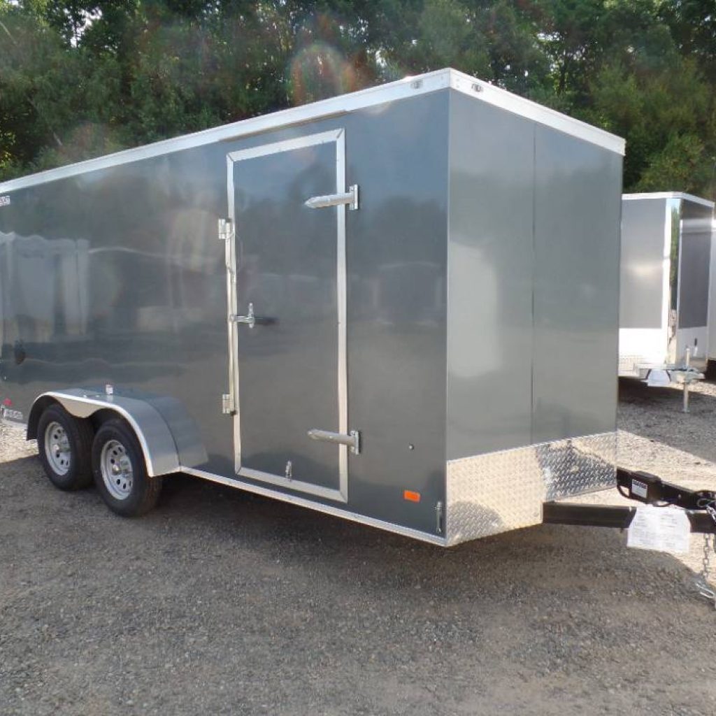 7X16 Enclosed Cargo Trailer, 7,000 lb. GVWR, Ramp door, Side door, 6'6