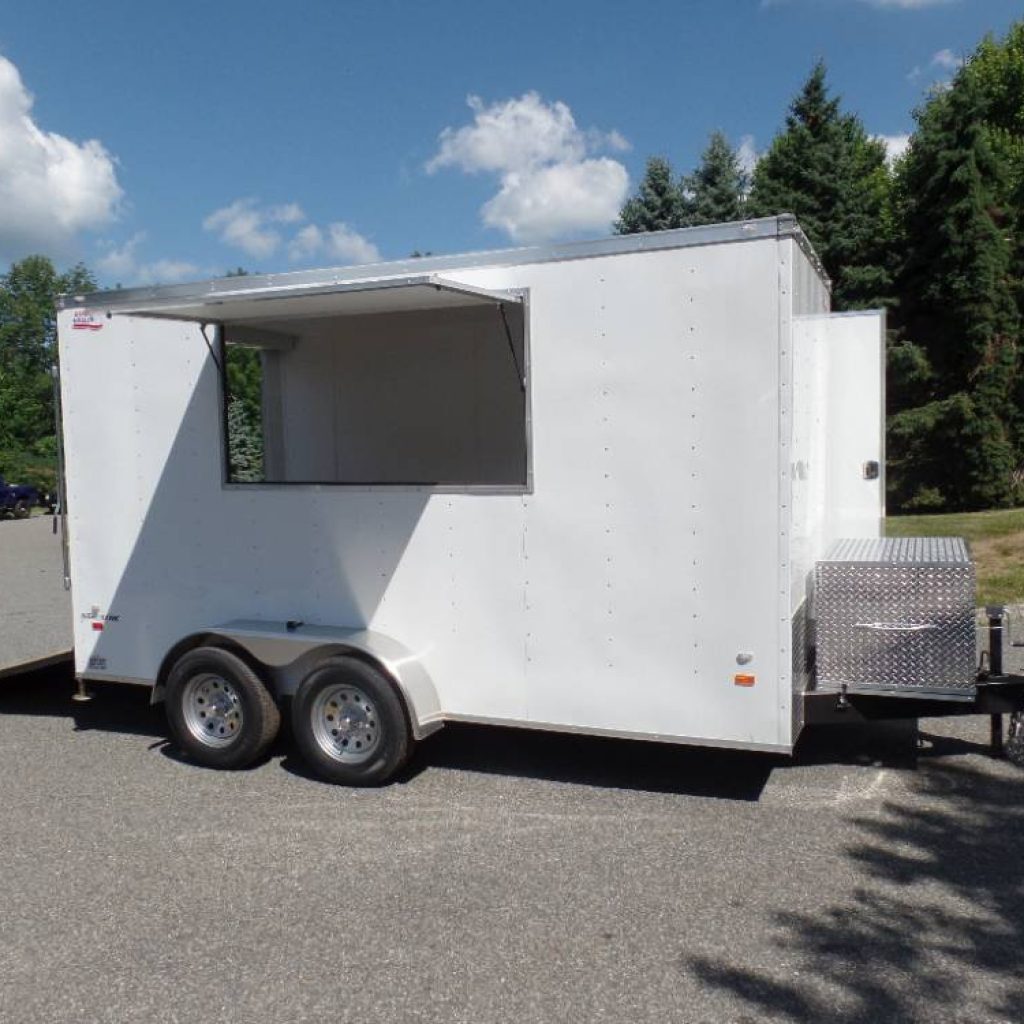 Concession Trailer , 7X14 with 7 ft interior height , concession / serving window , 2 axle,In stock, Can be up-fitted here, or customer can add their own equipment.