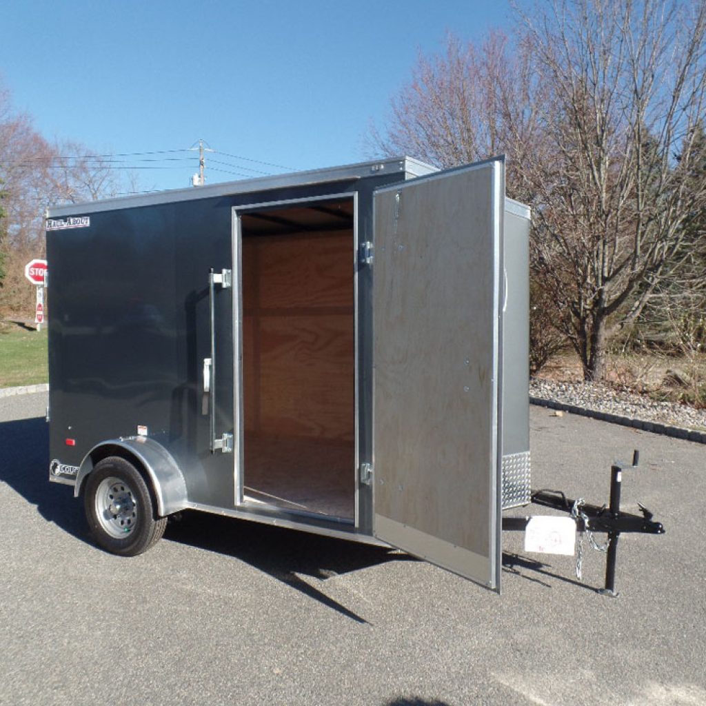 6 foot 6 inch Interior Height, Enclosed Cargo Trailer, 6 X 10 with 6.5 ft. interior height, 2,990 lb. GVWR, ramp door on back, side door, 16