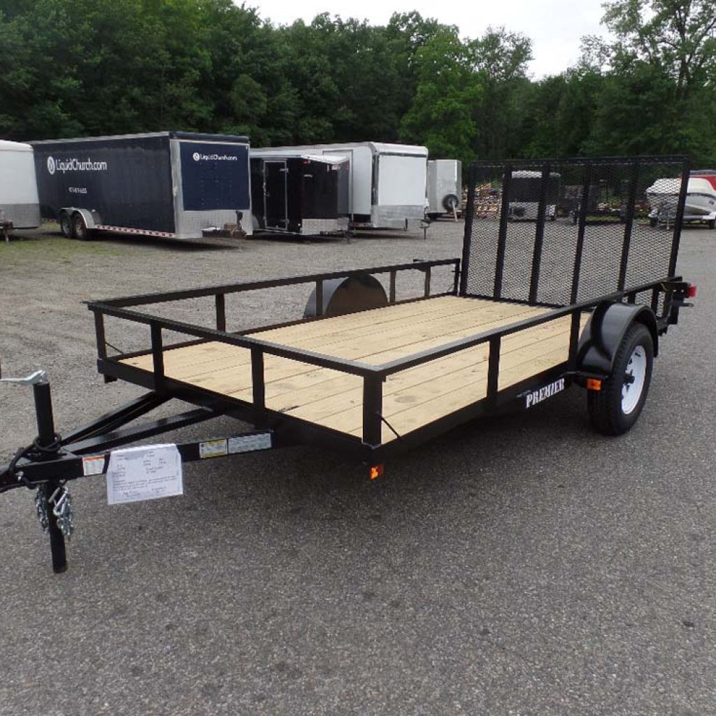 Single Axle Utility Trailers Premier Brand ,Single Axle Utility Trailers, Steel Frame, Ramp on back, 2,990 lb. GVWR, Deck with rear taper to make loading easier.