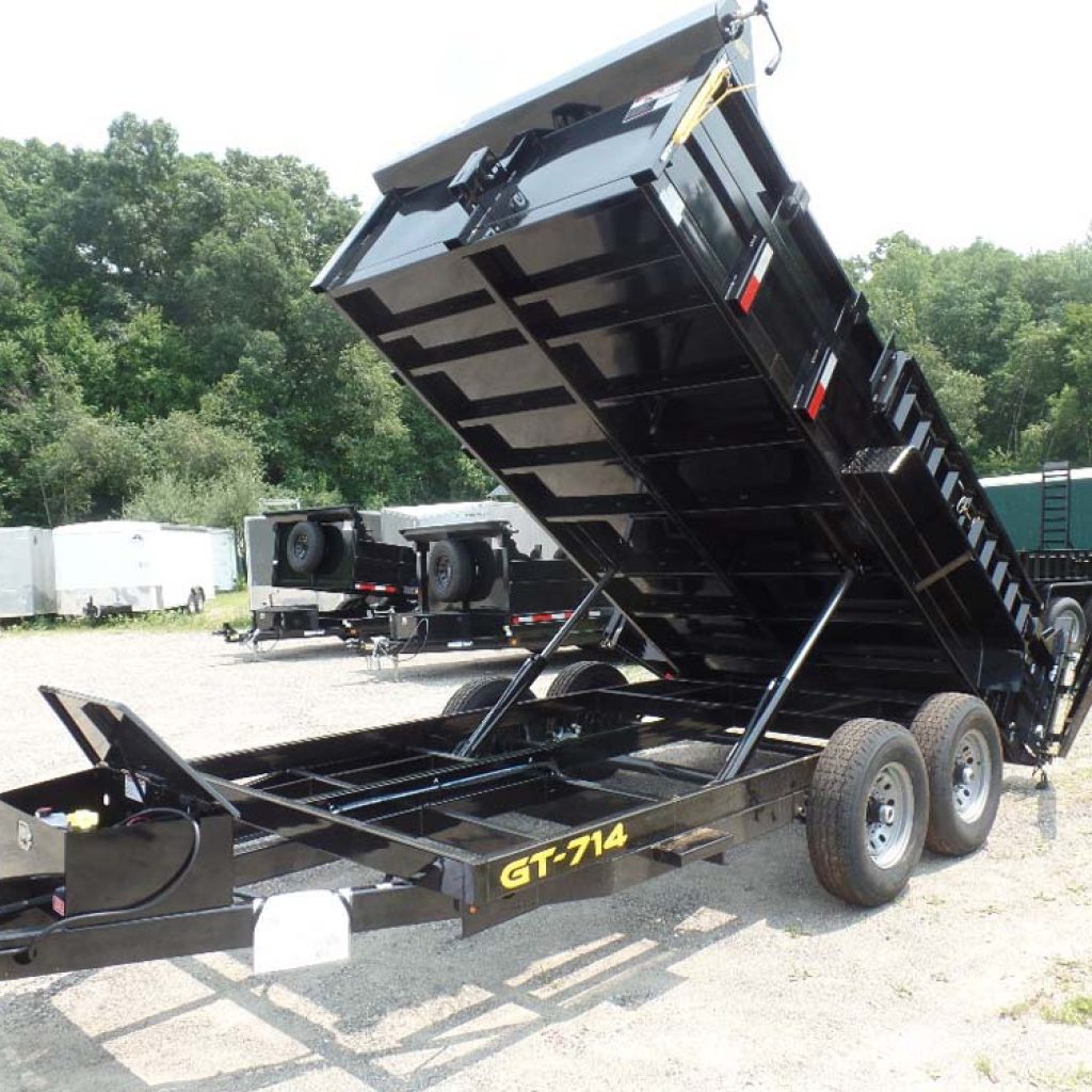 Dump Trailer 7X14 , 14,000 lb. GVWR, Triple Frame, Power Up - Power Down, Dual - 2 Pistons. Ramps, Double Action Gate.