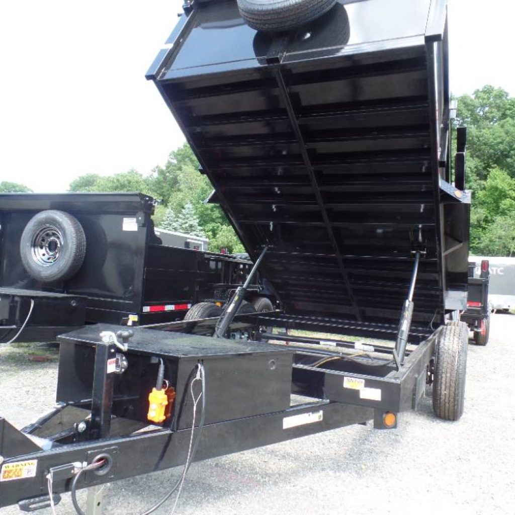 7X14 Dump Trailer, 14,000 lb. GVWR, Double Cross Members, Ramps, Power up Power Down, 2 Cylinders, Tarp and Roller