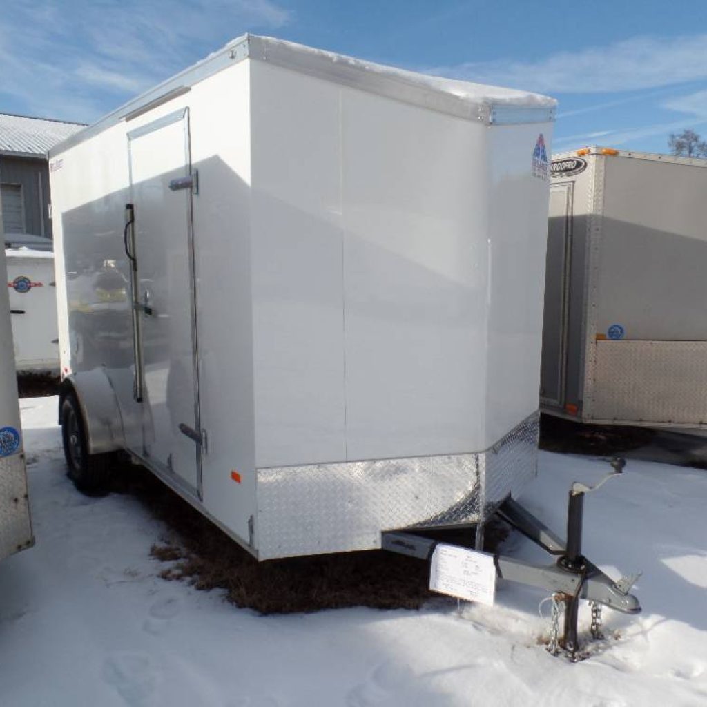 6X12 V nose Enclosed Cargo Trailer, With Double Doors on Back, 2,990 lb. GVWR, side door, 6'6