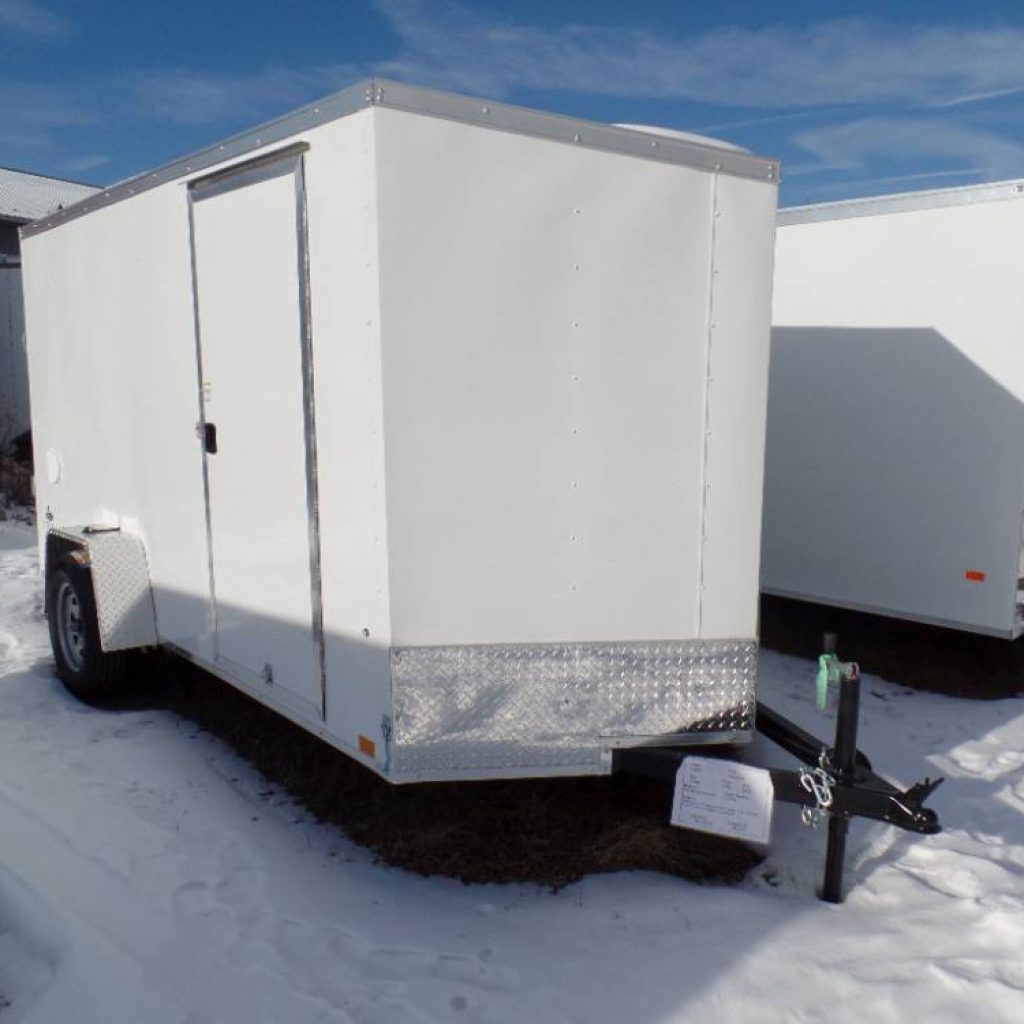 6X12 Enclosed Cargo Trailer, V nose, Ramp Door, Side Door, 2,990 lb. GVWR, 16 