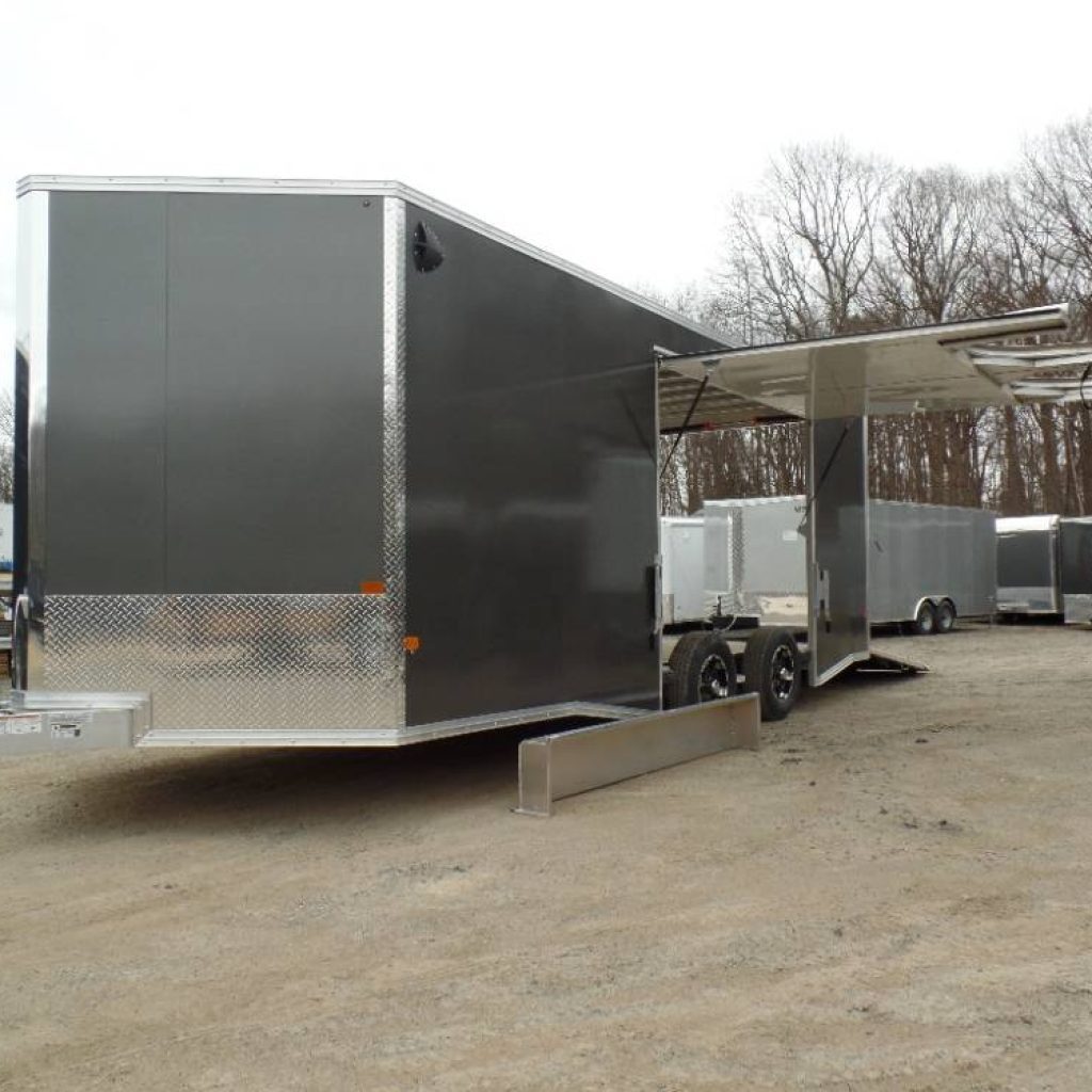 Enclosed Car Trailer with Big Escape Door with removable fender, All Aluminum only 2,000 lbs. empty, 7,000 lb. GVWR