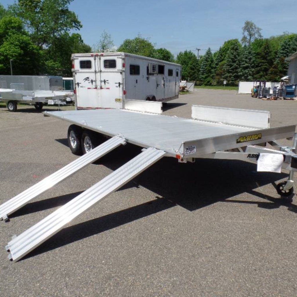 4 Place ATV / Quad Trailer , only 1,100 lbs. empty weight, all aluminum frame and deck. Torsion Axles, LED Lights, Electric Brakes.