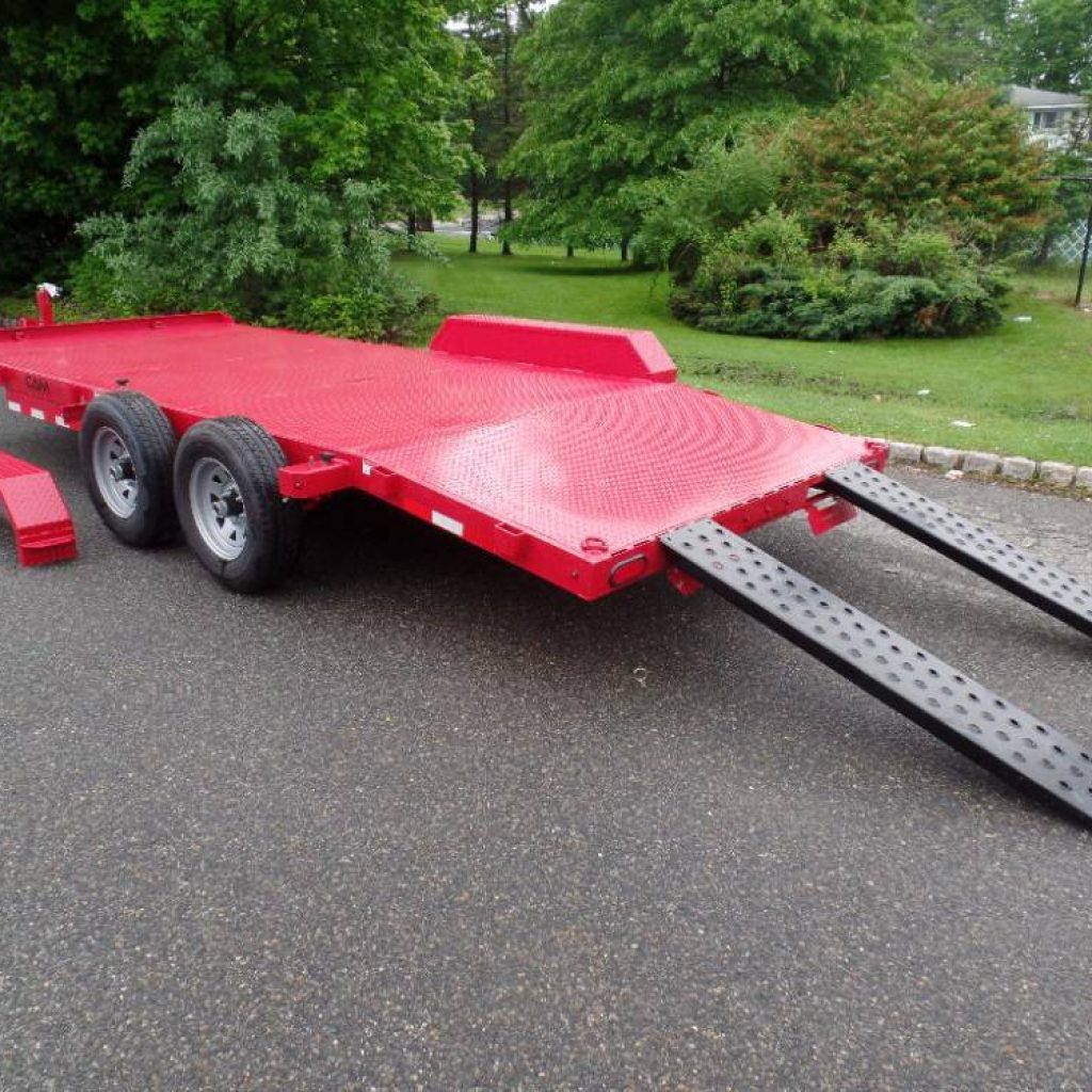 Open Car Trailer, 18 ft. Full Steel Deck, 9,990 GVWR, E-Z Loading, 4 ft. beavertail, 5 ft. smooth - dimpled ramps.