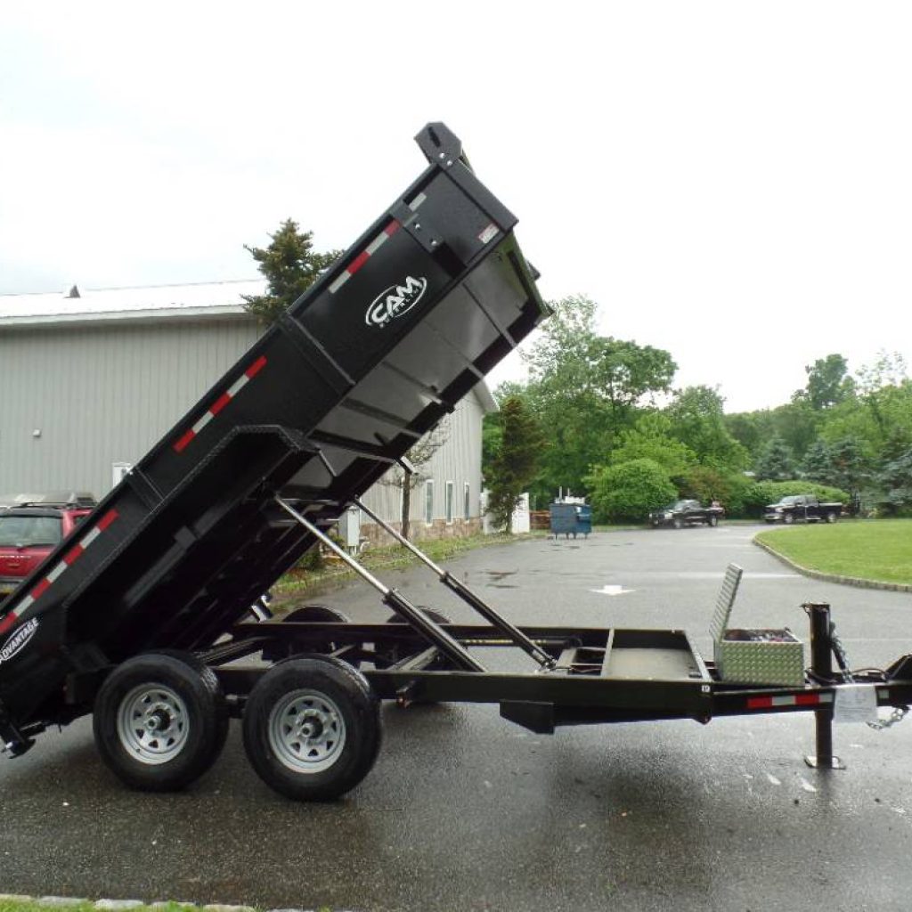 7 X 14 Dump Trailer, 15,400 lb. GVWR, Dual Piston, 2- 7,000 lb. Axles, High Quality Polyurethane Paint, Ramps, Dual Action Gate.