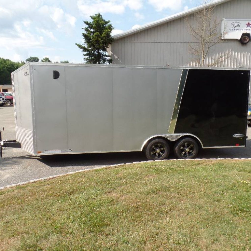 8.5X20 Enclosed Trailer, 7 ft interior height, 4,500 lb electric winch installed, with battery, 9,990 GVWR.