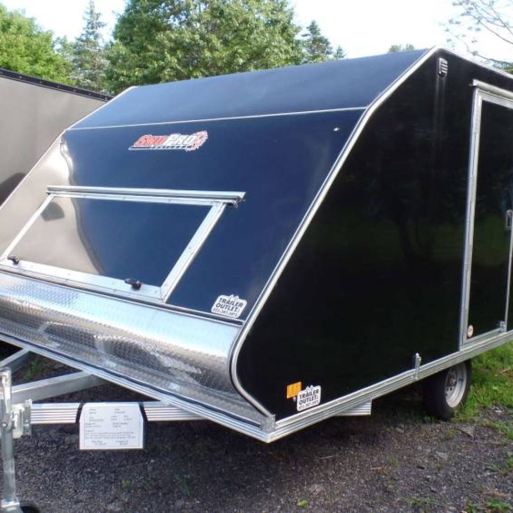 Snowmobile Trailer Enclosed Two Place 8.5X12 , Hybrid Model with Ramp on Back.  Aluminum Frame, Torflex Axle.