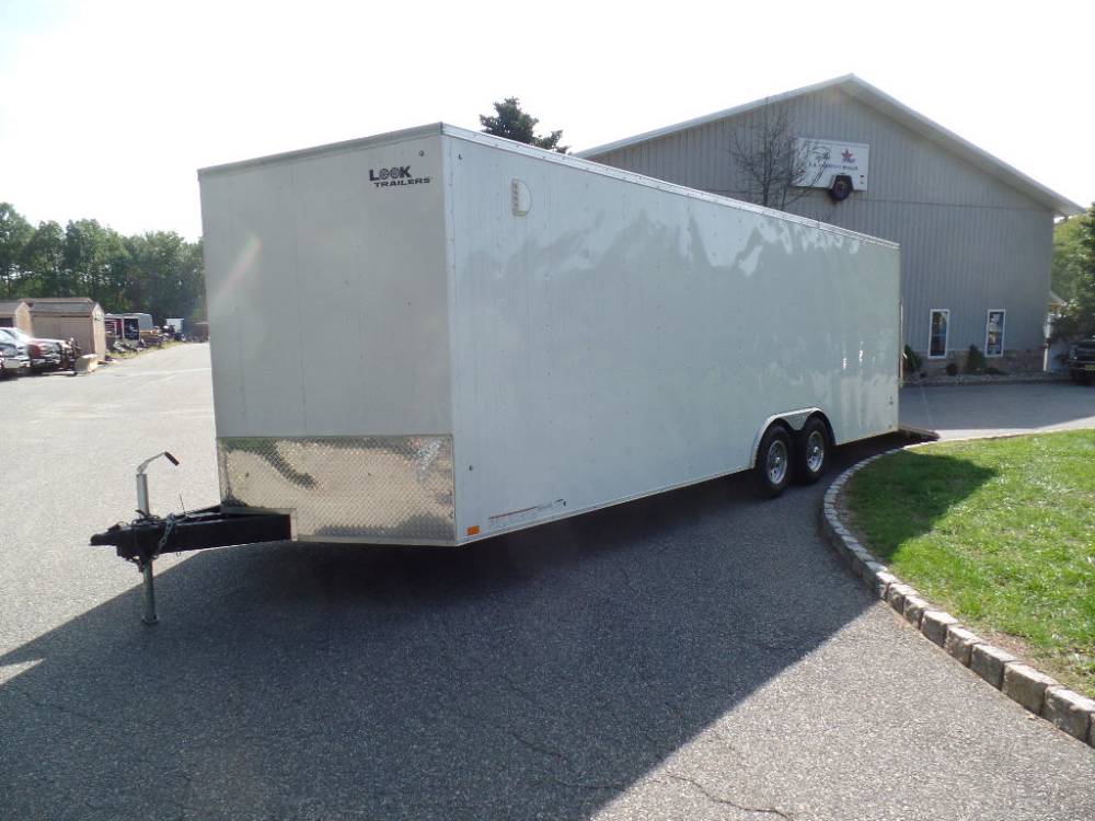Enclosed Car Trailer 8.5X24 X7 ft. interior height. 9,990 lb. GVWR, V nose, 86 ft. of E Track installed on Walls, and Floor.  Rental Unit.