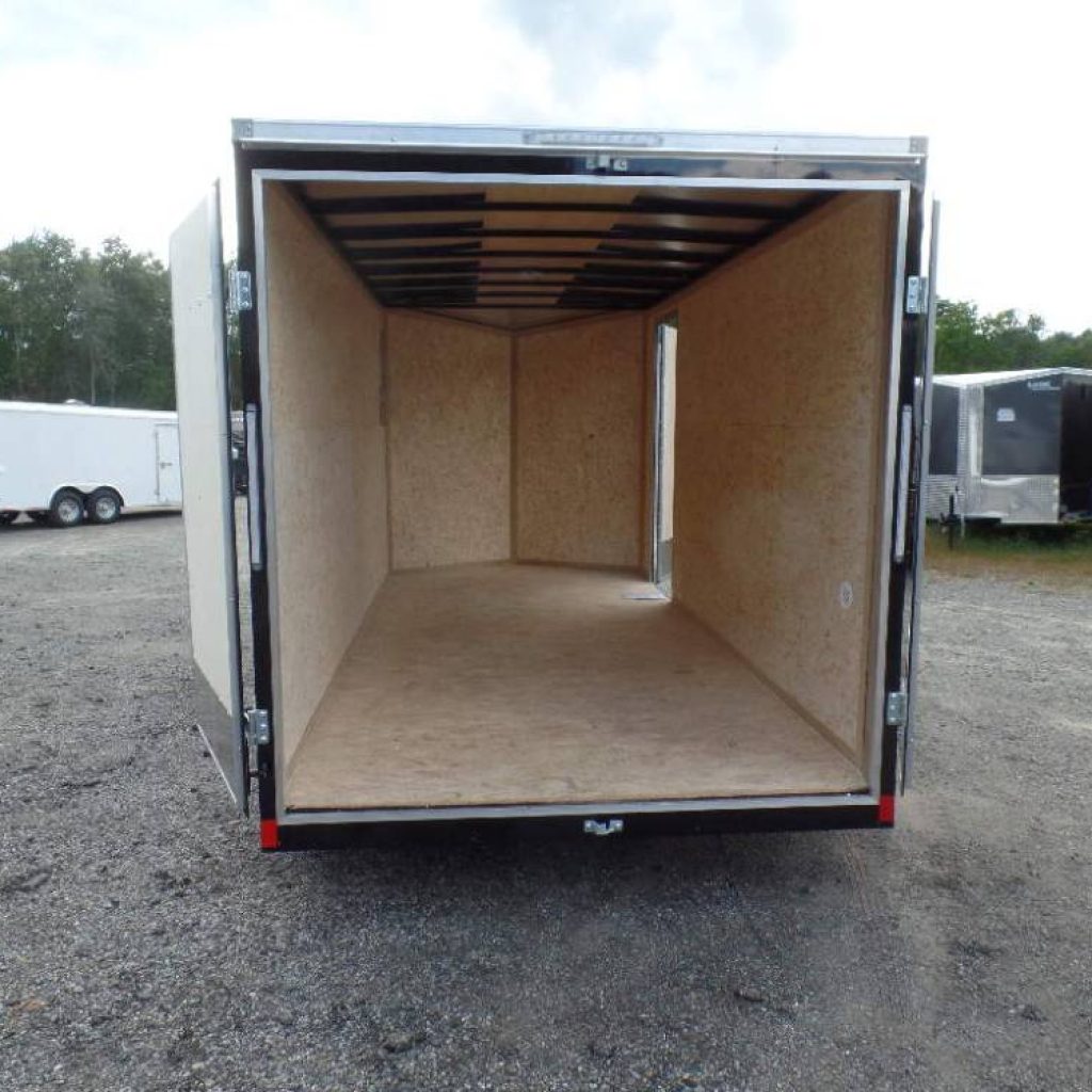 Enclosed Trailer with Double Doors on Back, 7X16, with 7 ft. interior height. 7,000 lb. GVWR. LED marker and taillights.