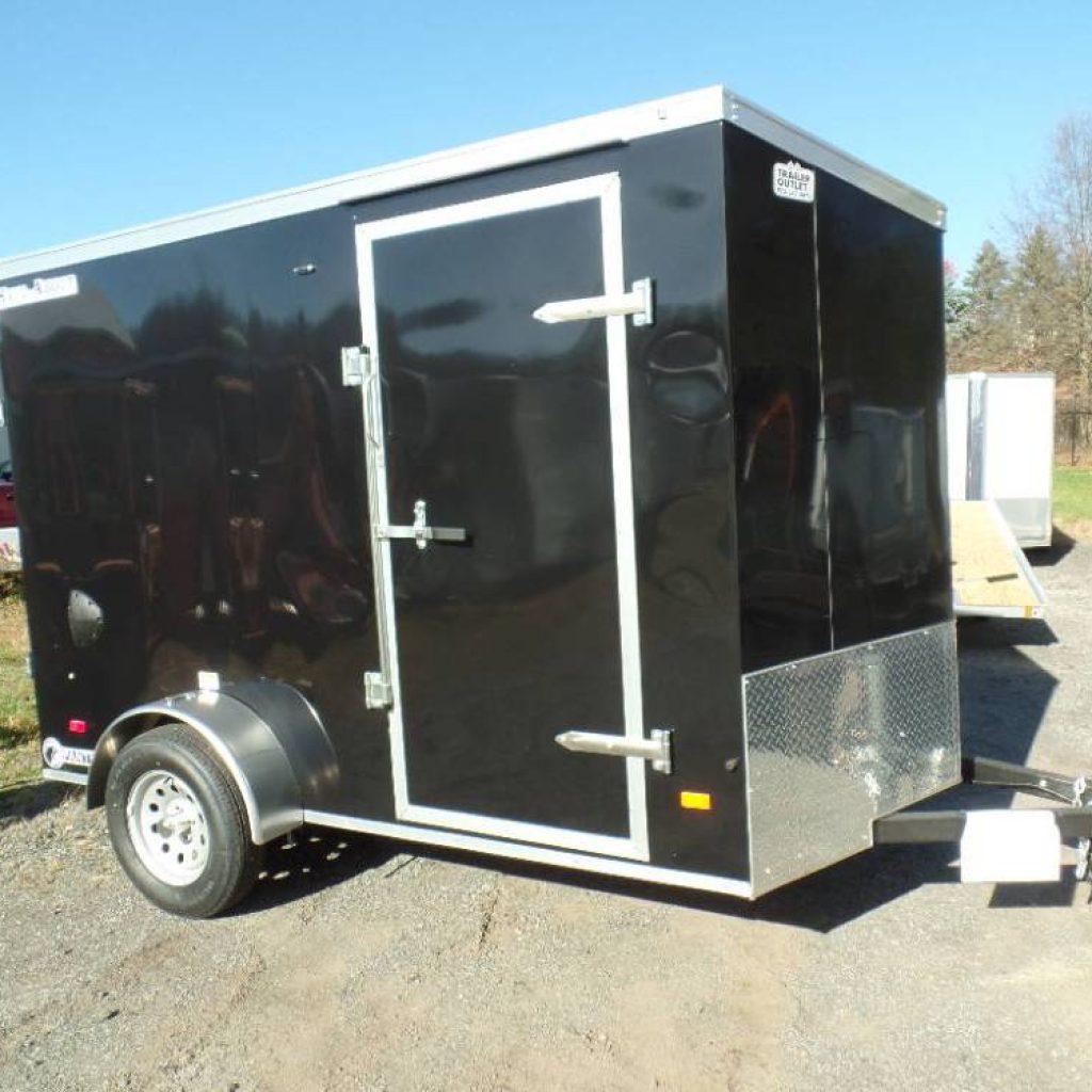 Haul About, CGR610SA , enclosed cargo trailer, Black Exterior, 2,990 GVWR, ramp door, side door, aluminum roof