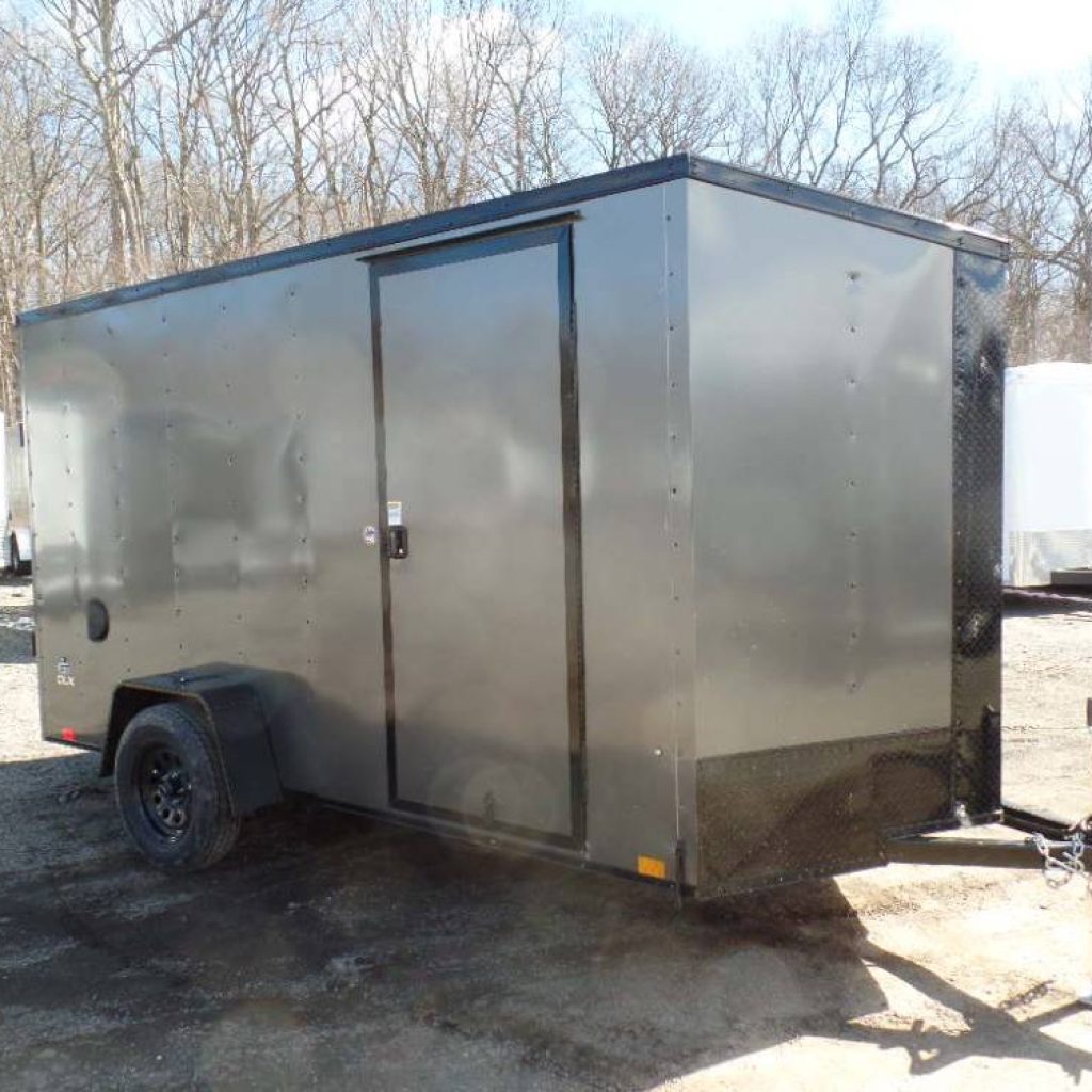 6X12 Enclosed Cargo Trailer, Charcoal Gray with Black Trim Package, 2,990 GVWR, 6' 6