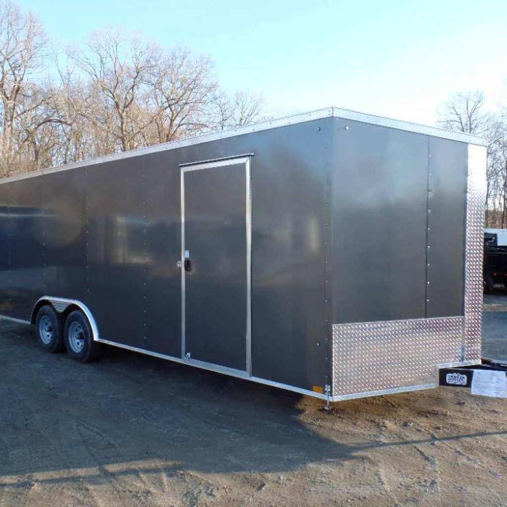 8.5X24 Enclosed Car Trailer, 9,990 lb. GVWR, V nose, 7 ft. Interior Height, One Piece aluminum roof, LED Lights,