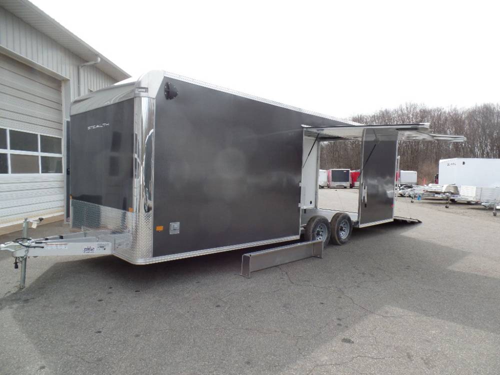 BEST PRICE, 8.5X24 Enclosed Car Trailer, with Big Escape Door with Removable Fender, 9,990 GVWR, Shown With Options.