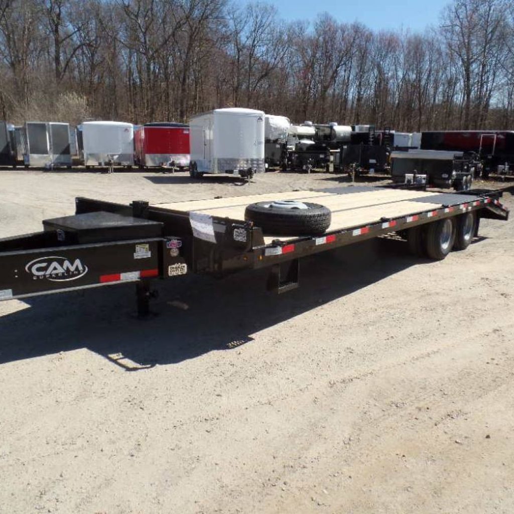 Deck Over Equipment Trailer , 8.5 Ton Payload Rated, 20 ft flat with 5 ft beavertail and 5 ft. fold over ramps. 22,500 lb. GVWR