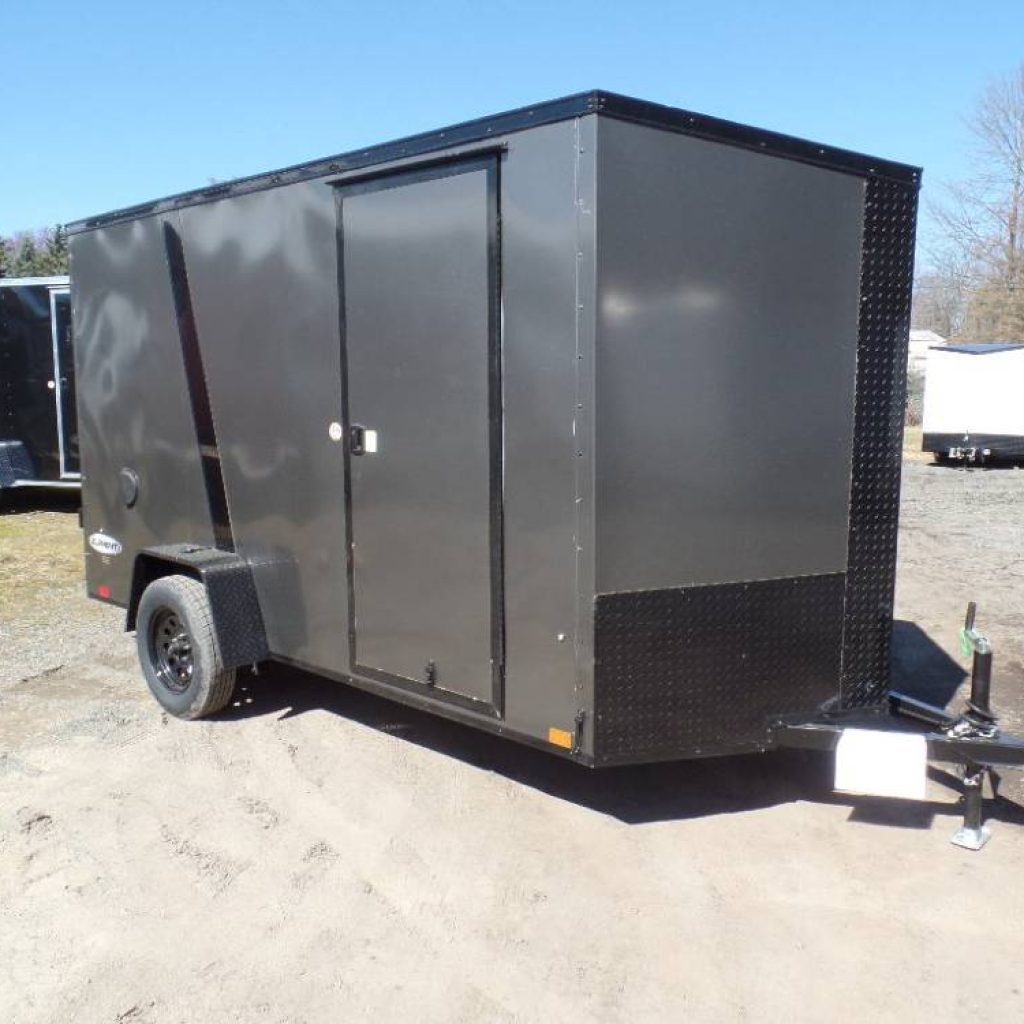 6X12 Enclosed Trailer, voted best looking!  Gray with Black Trim. Ramp #036297