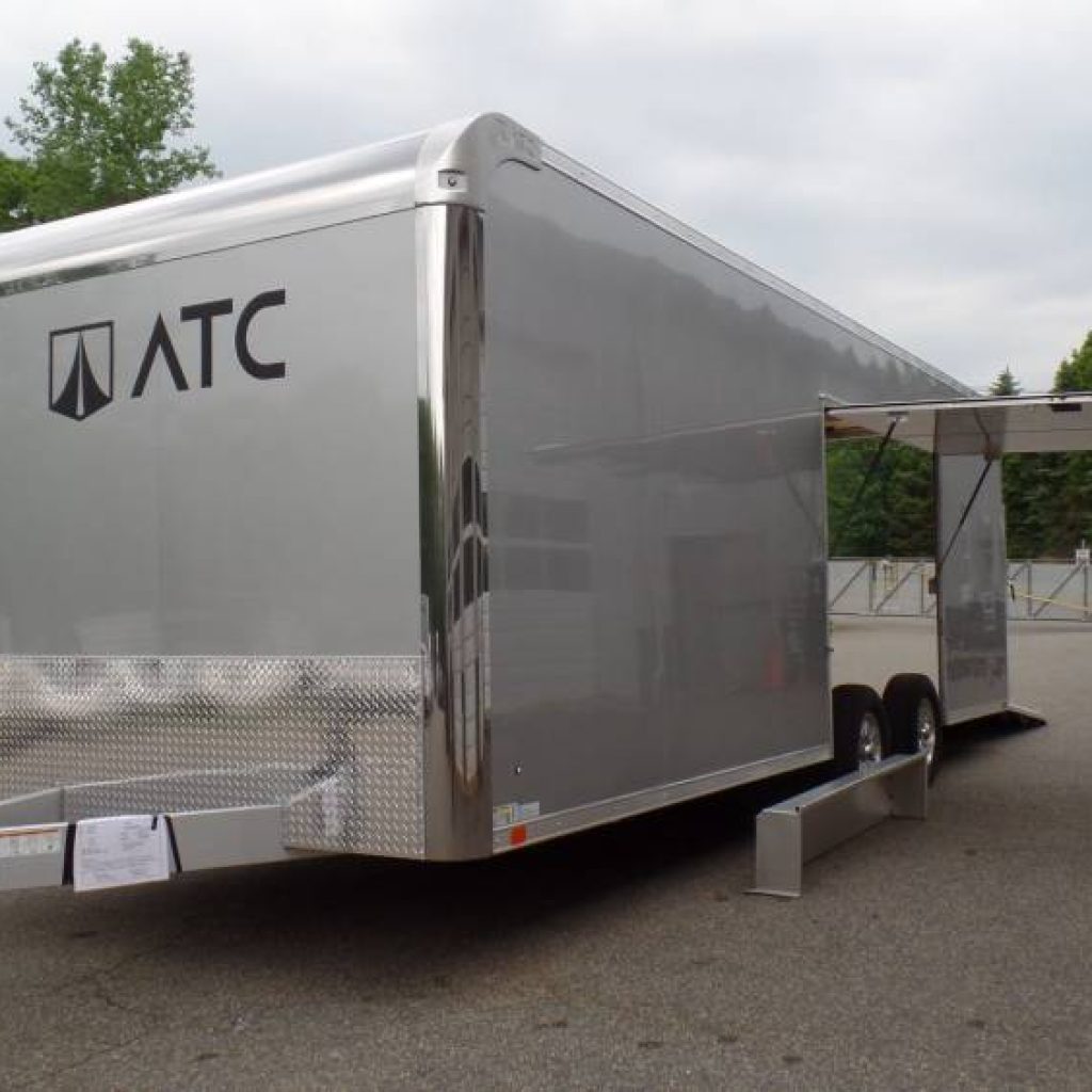 #ATC Enclosed Car Trailer, #Premium Escape Door with Remvoble Fender, #Aluminum Frame, #Torflex Axles, #Best Price