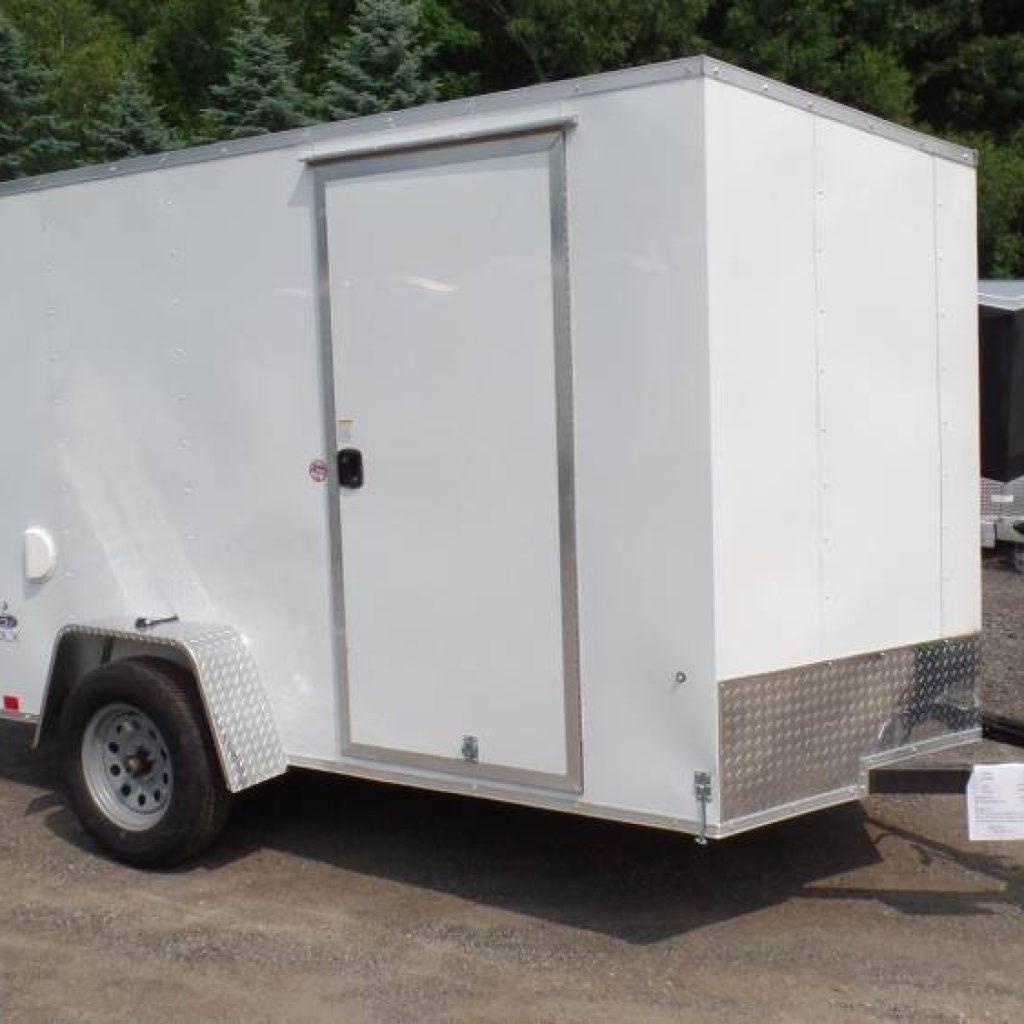 6X10 Enclosed Cargo Trailer, with Ramp door, Side Door with RV Latch, one piece aluminum roof, 2,990lb. GVWR