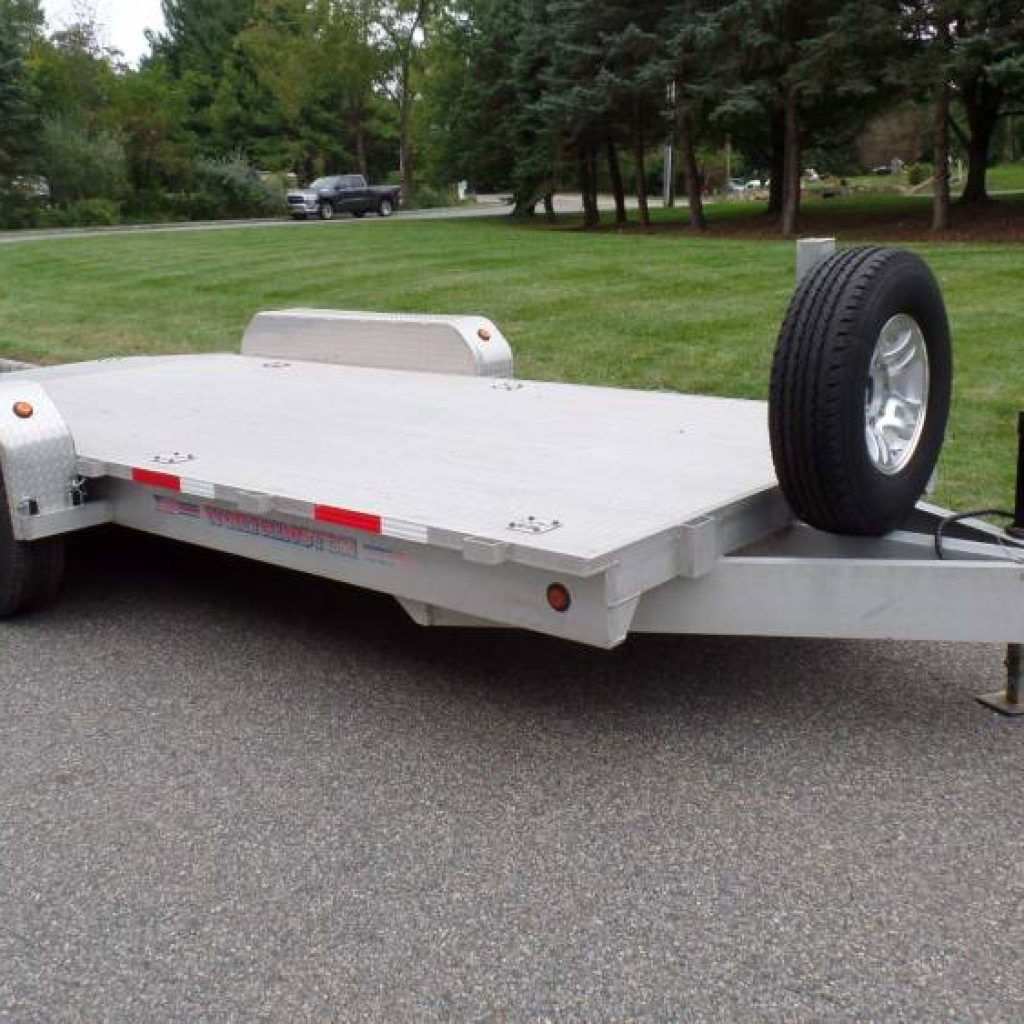 Aluminum Frame Open Car Trailer, 14,000  lb. GVWR, or 9,990 GVWR. , 2- 7,000 lb. Dexter Torflex Axles, ST235/85R16 Radial Tires.