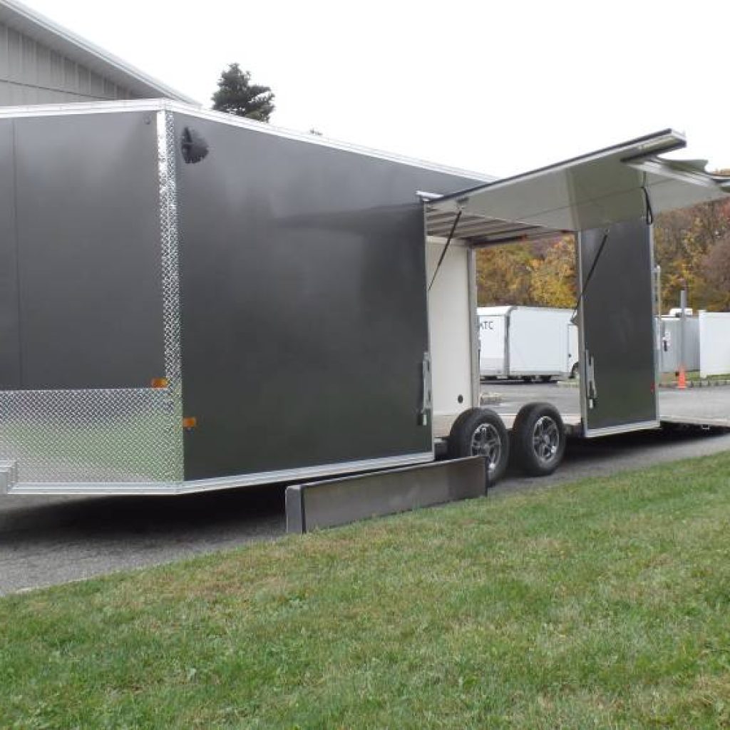 8.5X20 V nose Enclosed Car Trailer, Big Escape Door with Removable Fender, Aluminum Frame, 81