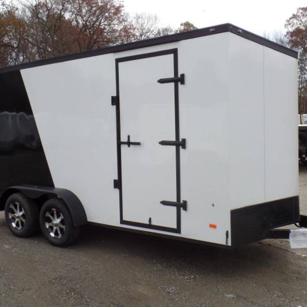 7X16 enclosed cargo trailer, with 7 ft. interior height, Exterior Appearance Package, 7,000 lb. GVWR, Good for Side X Side, Motorcycles, or just hauling your stuff in style.