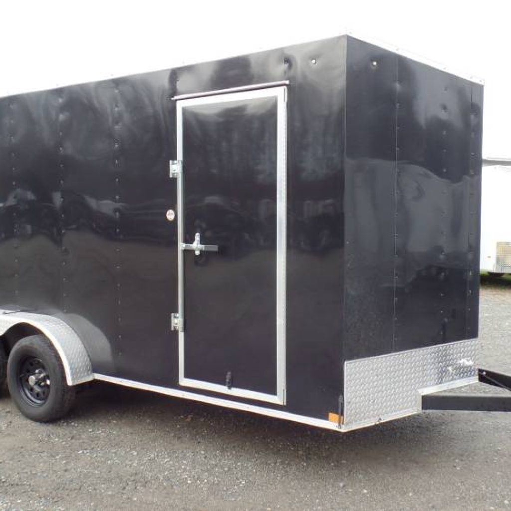 7X16 Enclosed Cargo Trailer, Extra Height 7 ft. Interior Height., Great for moving most Side X Side 78