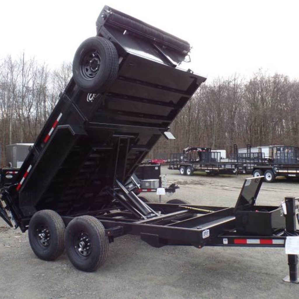 Dump Trailer, Heavy Duty, 12,000 lb. GVWR, Tarp and roller, Scissor Lift, Ramps, Scissor Lift, LED Lights, Spare Tire, 12,000 lb. Jack, Polyurethane Paint.