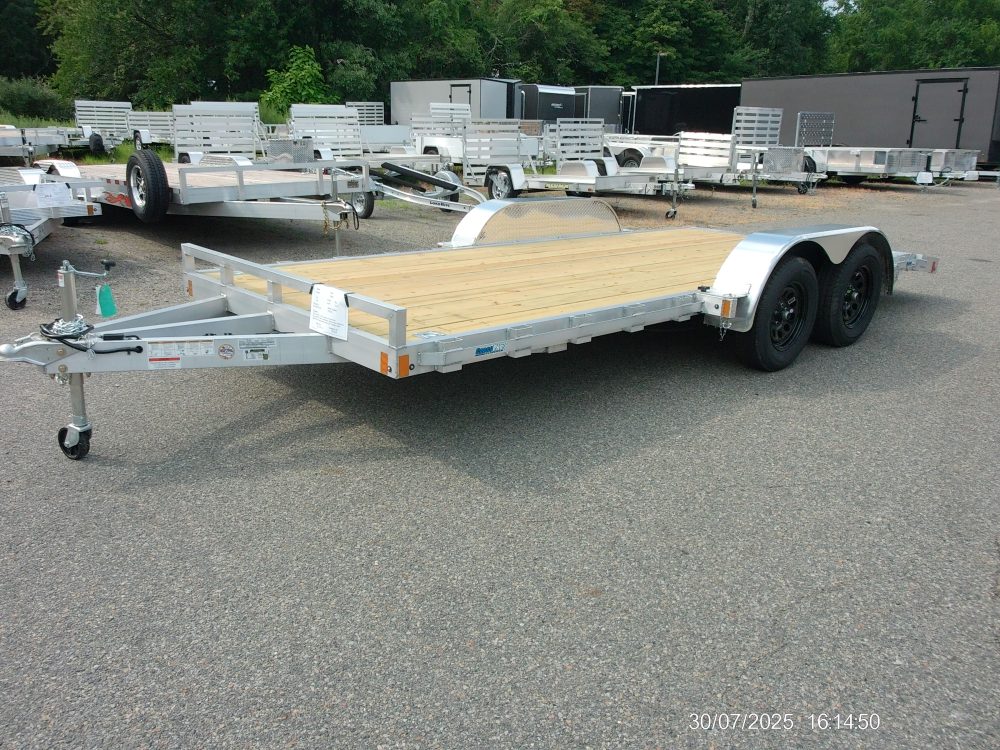 18 ft. Open Car Trailer, only 1,450 lbs. empty weight, Aluminum Frame, Wood Deck,7,000 lb. GVWR, payload rated 5,550lbs.