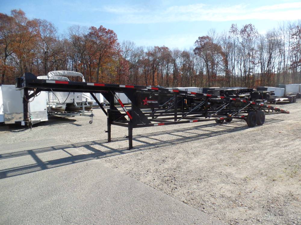 Three Car Carrier, Hot Shot Style Trailer, Gooseneck, 48 ft. deck, 2- 8,000 lb. axles, 5 star Brand, Carry 3 cars.