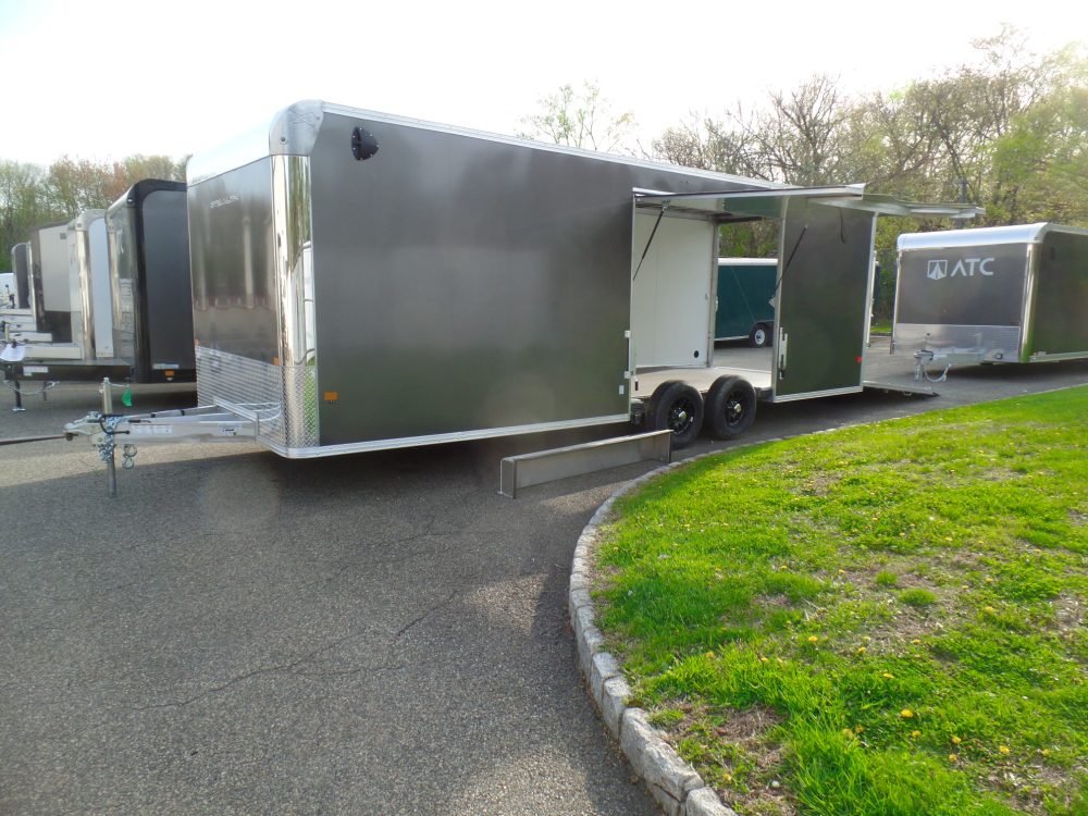 8.5X24 Enclosed Car Trailer, 9,990 lb. GVWR, ALUMINUM FRAME, Big Escape Door with Removable Fender, Black Coin Floor, SALE $19,995
